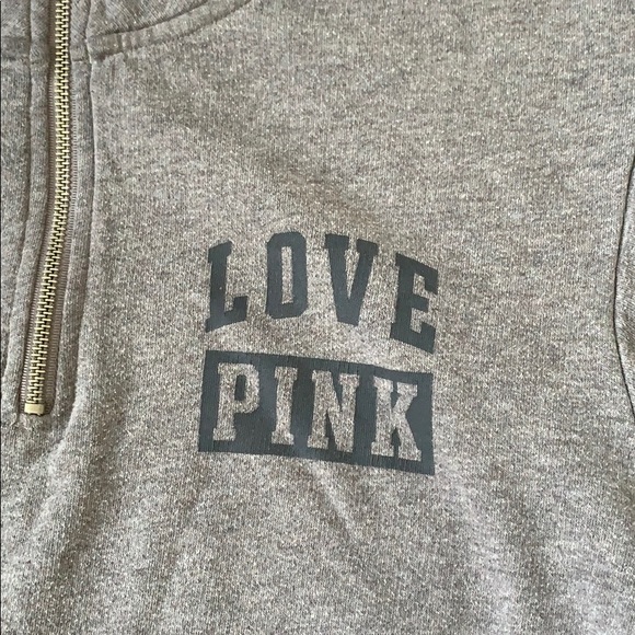 PINK Victoria’s Secret Grey Quarter Zip Sweater - Picture 2 of 3